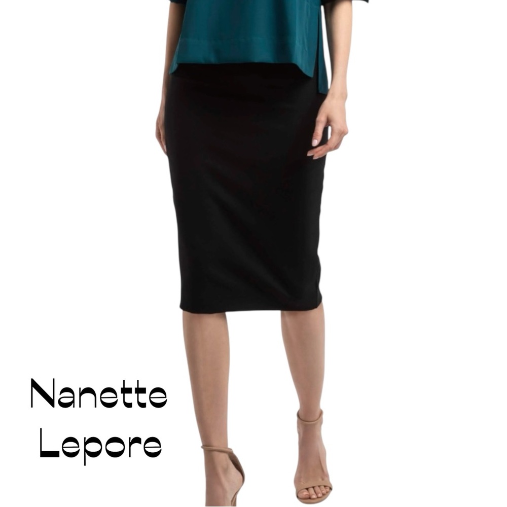 Nanette Lepore Black Stripe Wool Pencil Skirt NWOT Size 6